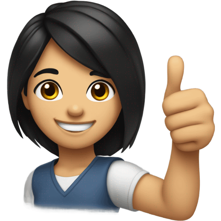 smiling girl with black hair thumbs up emoji