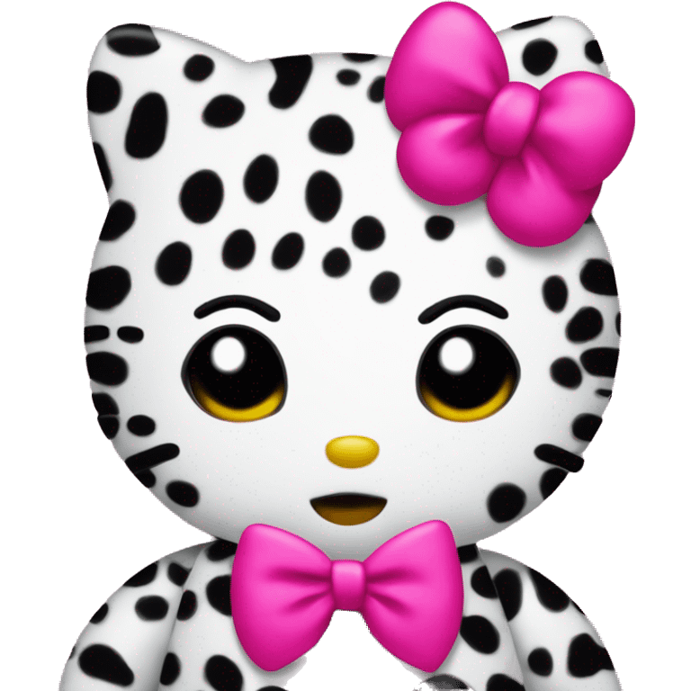 Hello kitty with a hot pink and black leopard print bow  emoji