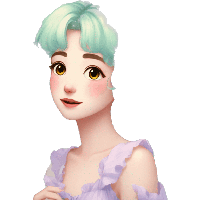 gorgeous anime pastel lady with butterflies and beautiful hair fairycore cottagecore emoji