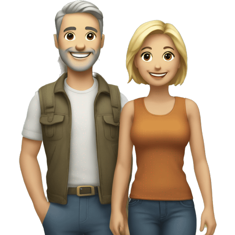 smiling couple outdoors by tree emoji