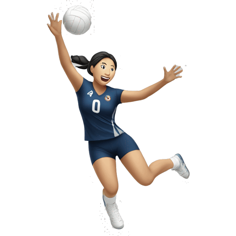 asian female volleyball player jumping spike emoji