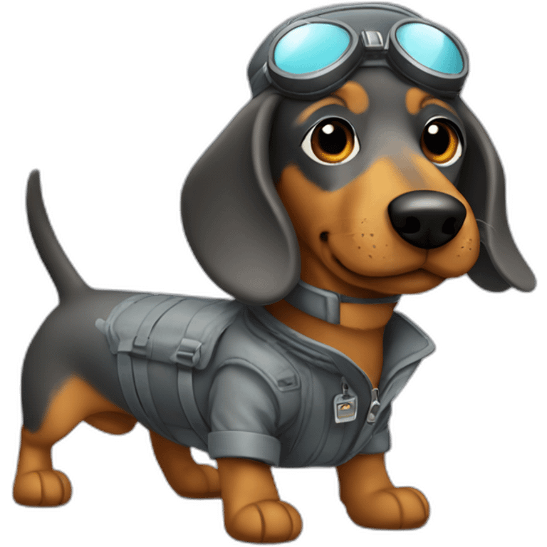 grey daschund dressed as pilot emoji