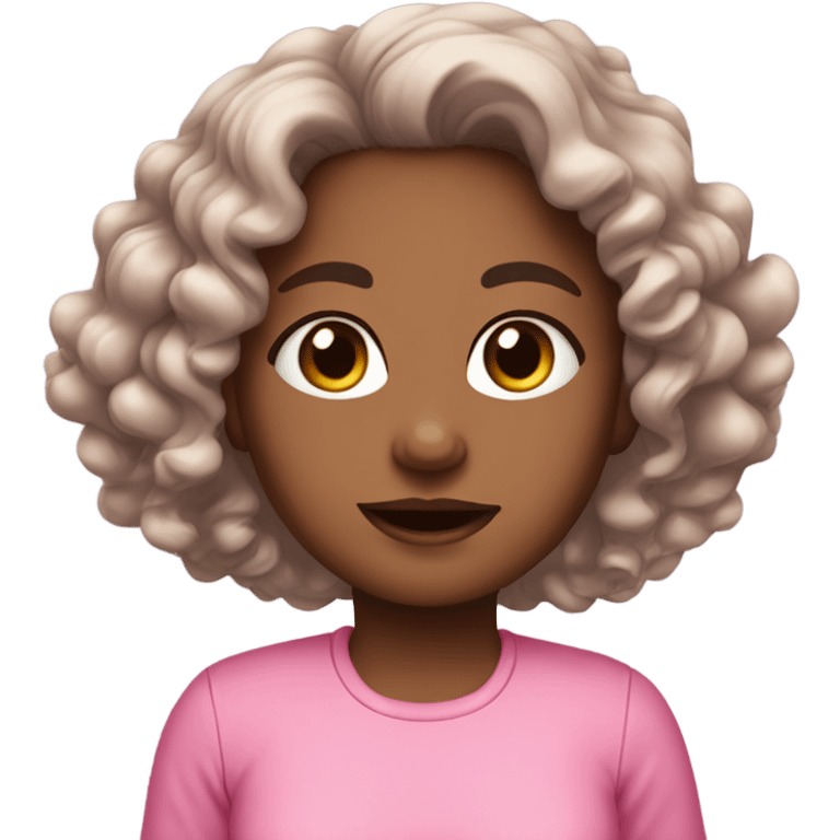 A moraine girl with curls wearing pink clothes  emoji