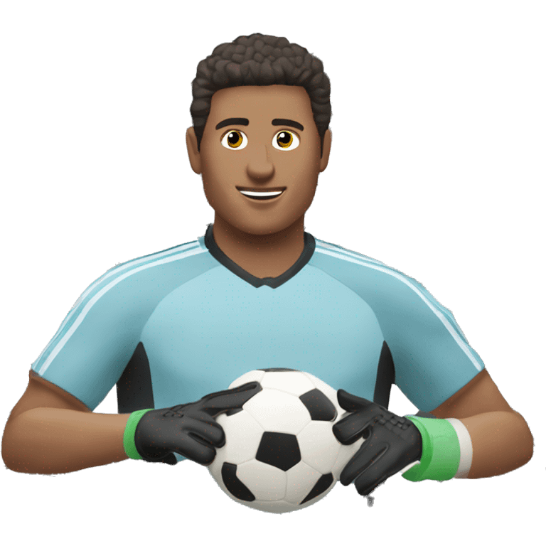 portero de futbol haciendo una parada con guantes emoji