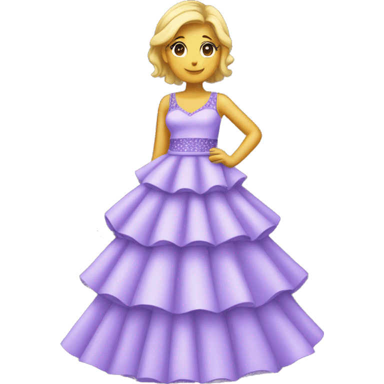 A lavender purple tiered sparkly dress. The layers should be slightly different shades of lavender and should be long  emoji