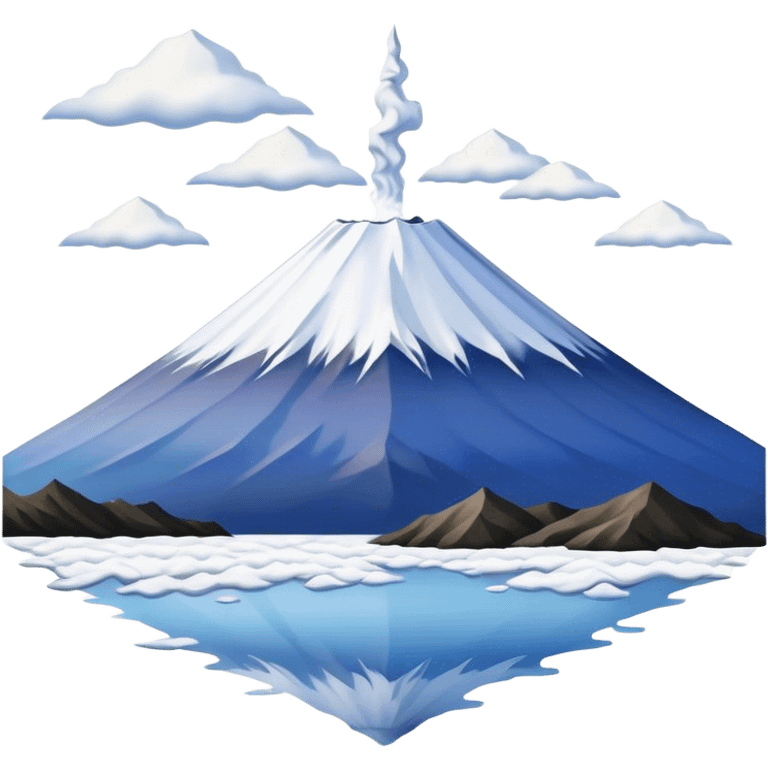 Cinematic Realistic Mount Fuji Landscape Emoji, depicted with the iconic snow-capped peak set against a serene sky rendered with lifelike textures and breathtaking, natural lighting. emoji