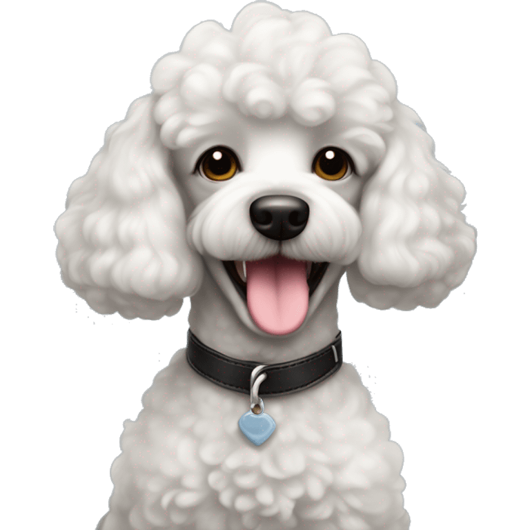 cachorrita french poodle de pelo negro muy corto sonrriendo emoji