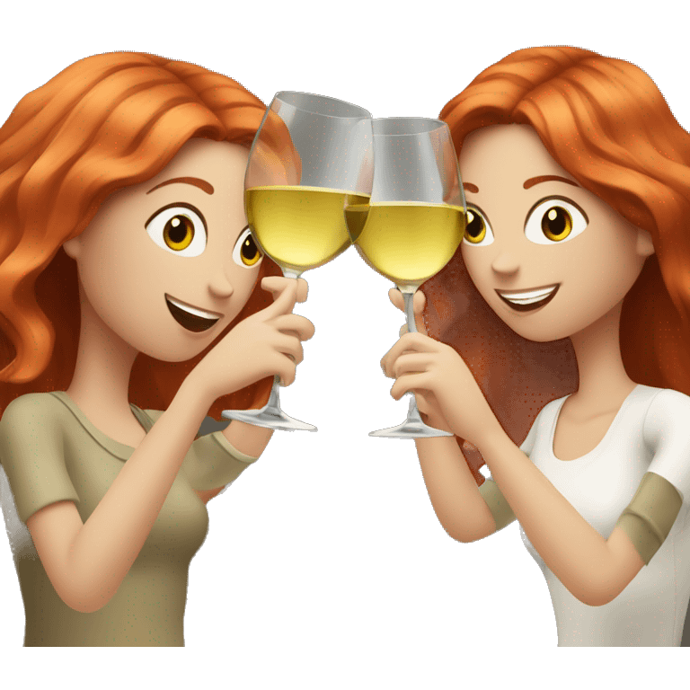 two girls with red hair toasting with white wine emoji