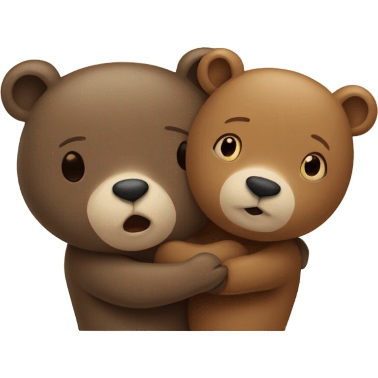 Two bears hugging, one is smaller than the other around theme are herats. emoji