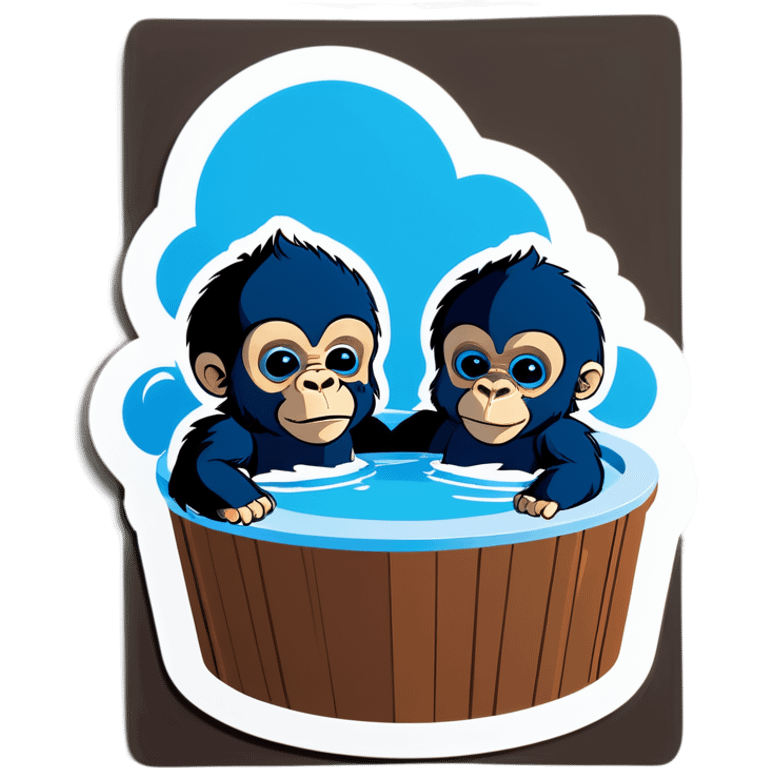 Two blue gorilla babies in hot tub  emoji