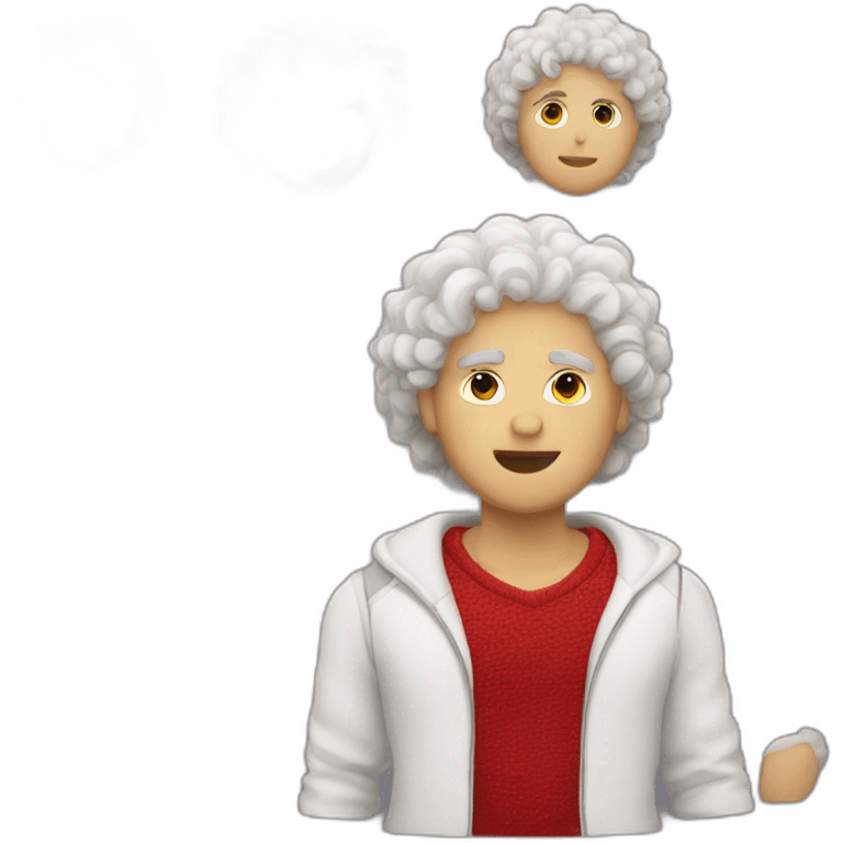 white curly hair guy with a red and white sweater vest on him  emoji