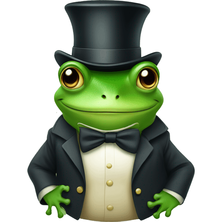 Cute frog wearing a top hat emoji