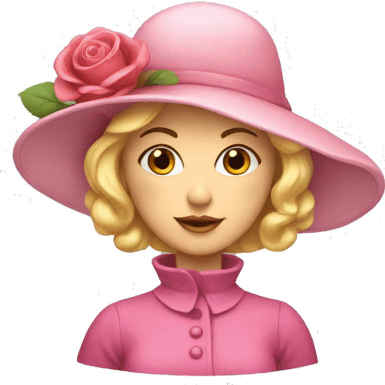 dame blonde avec un bonnet rose qui réfléchit  emoji