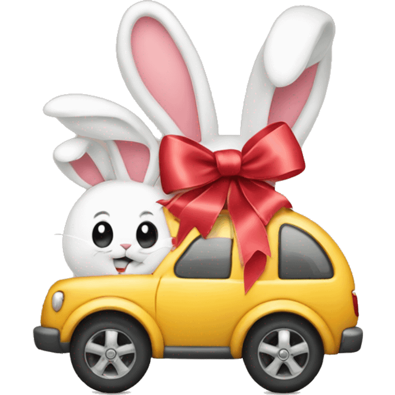 ribbon on bunny with carro emoji