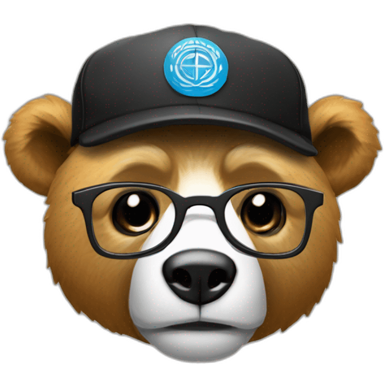 un oso con lentes oscuros y gorra negra emoji