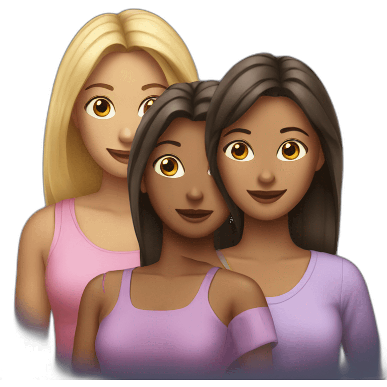 Three friends women emoji