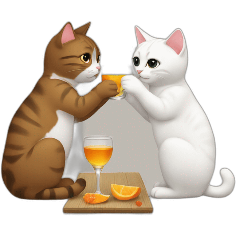 two cats drinking saki emoji