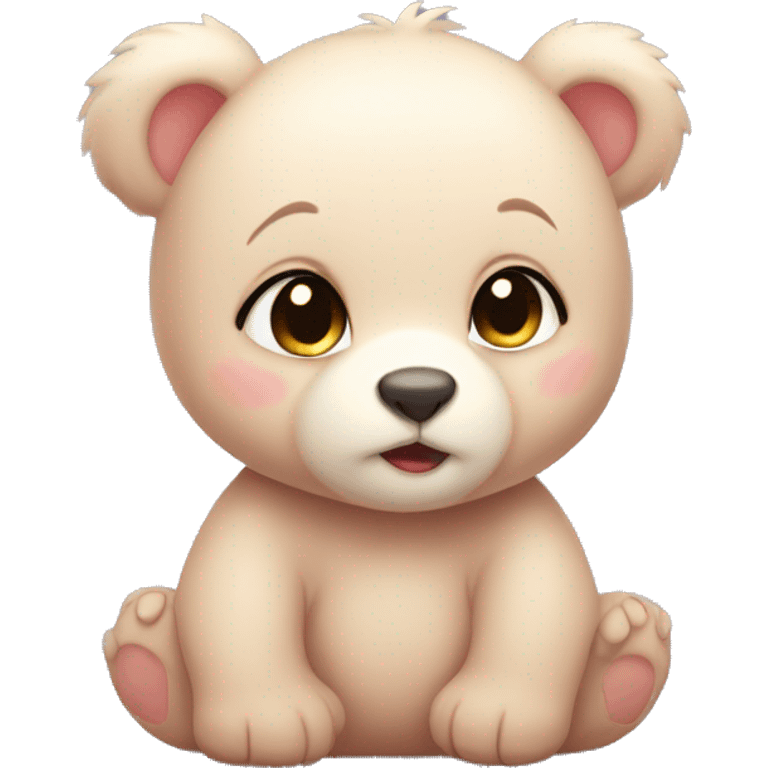 Blushing bear cub with rosy cheeks emoji