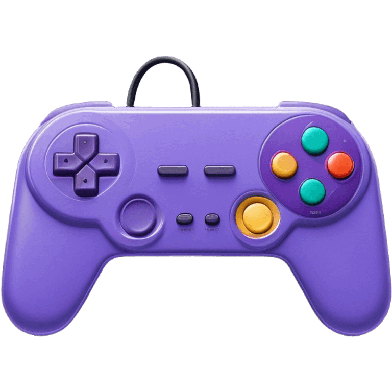 Clash of Clans aesthetic: Cinematic Playful SNES Controller Portrait Emoji, rendered in a 3D vector-style similar to standard emojis with minimal shading and bold, simplified shapes. A compact, distinct form with signature details, softly glowing with a nostalgic gaming charm. Simplified yet unmistakably iconic, highly detailed and consistent, glowing with a soft radiance and high shine. Stylized with a touch of retro gaming magic and a soft glowing outline, capturing the essence of a beloved gaming relic with a friendly, playful manner! emoji