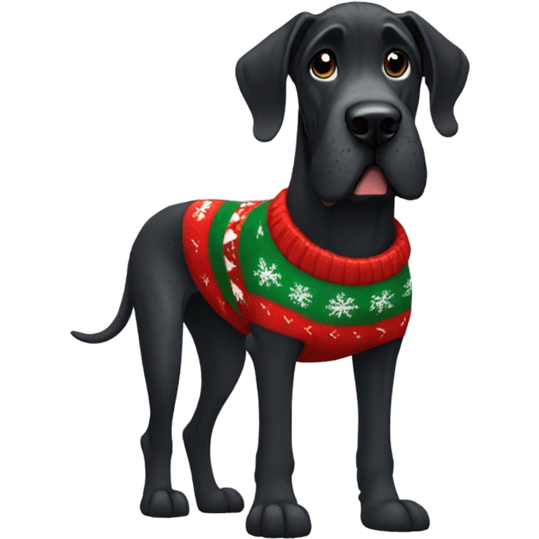 black great dane wearing a christmas sweater  emoji