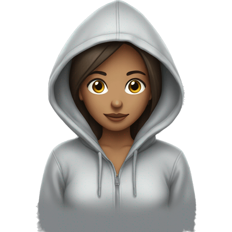 Rainy day and light brunette girl hoodie emoji