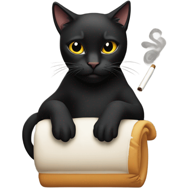 Black Cat smoking a cigarette emoji