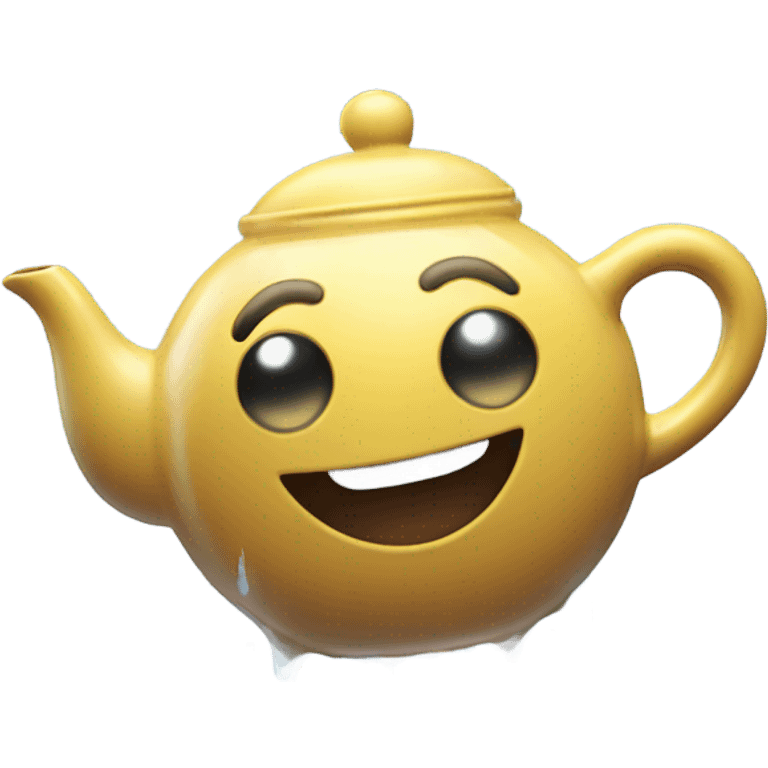  Teapot with leg dancing in the rain coming from the sky emoji