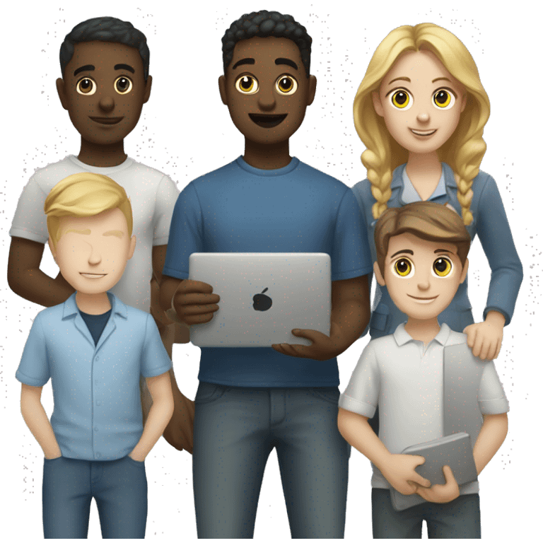 it crew with white boys and girls who hold laptops emoji