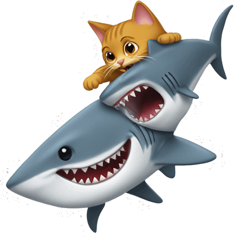 The cat licks the shark emoji