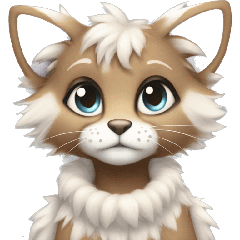 Furry, sparkle, iridescent, colorful, pastel, edgy, cool, fantasy beautiful, brown, beige, white, divine, godly, angelic, animal, anthro, full body, fursona, feline emoji