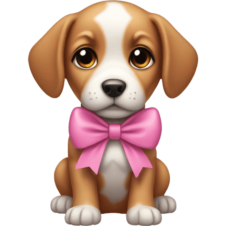 puppy wearing pink bow emoji