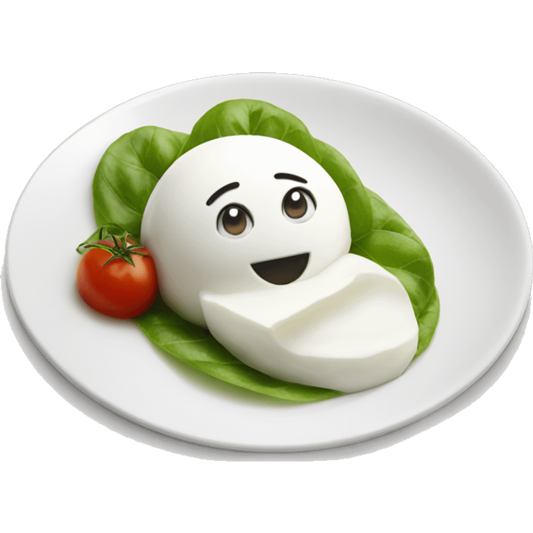 Mozzarella Buratta  on a plate  emoji