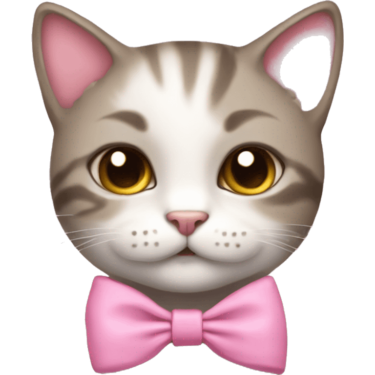 cute calm cat using a pink bow in her head emoji