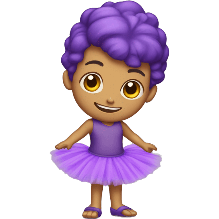 dinosaurio violeta usando tutu emoji