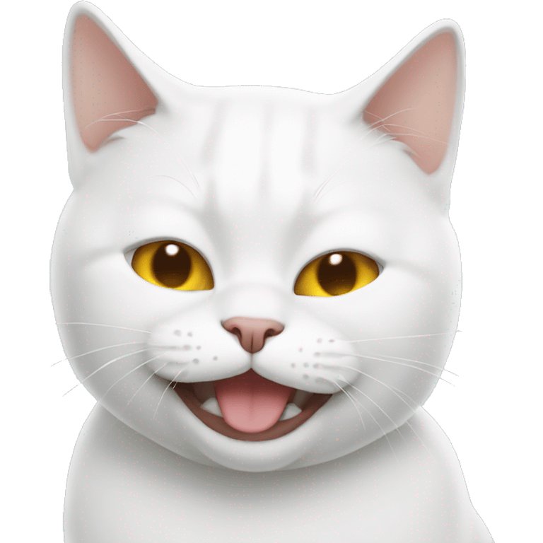 White British cat is laughing, eyes closed  emoji