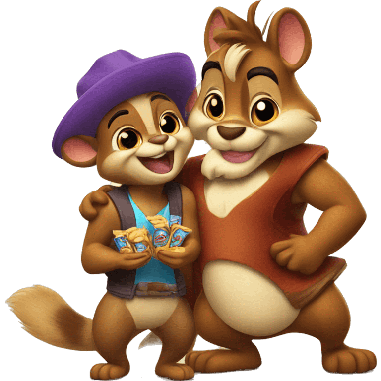 Chip y Dale con Aladino emoji