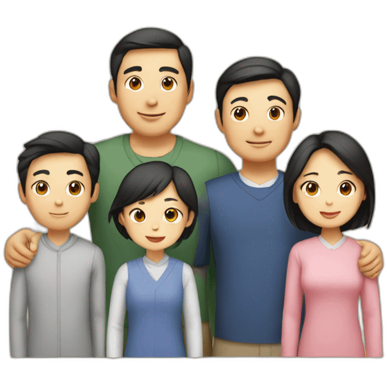 asian family with 1 husband, 1 wife, 2 boys and a girl emoji