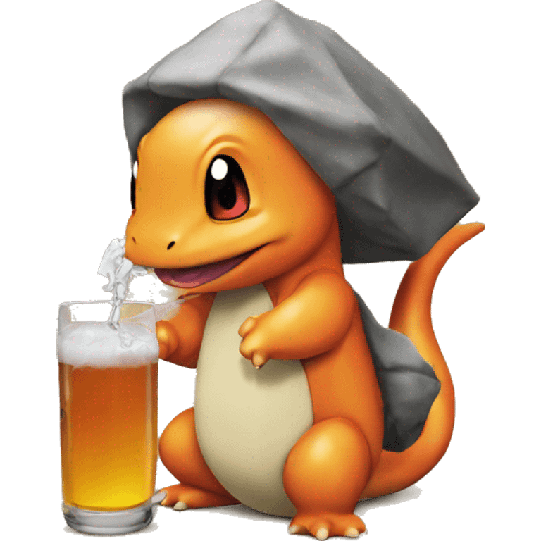 Charmander driking sake emoji