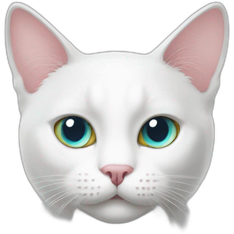 White cat with eyes of different colors emoji