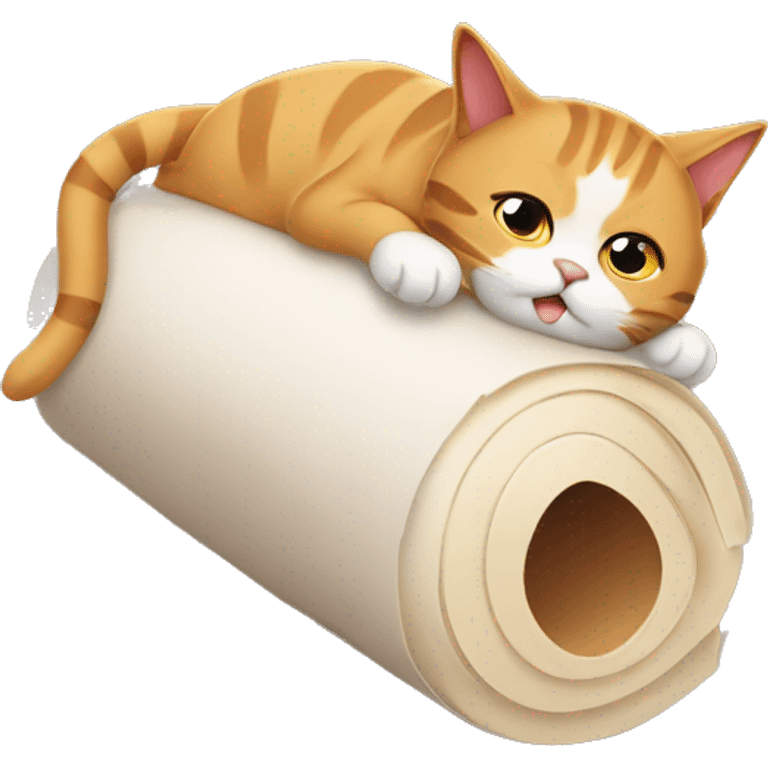 Cat slipping in a roll emoji