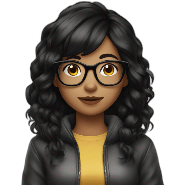 Gamer girl black hair and glasses emoji