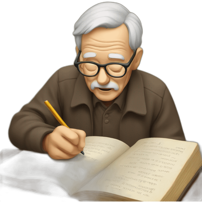 old man writing a dictionary emoji