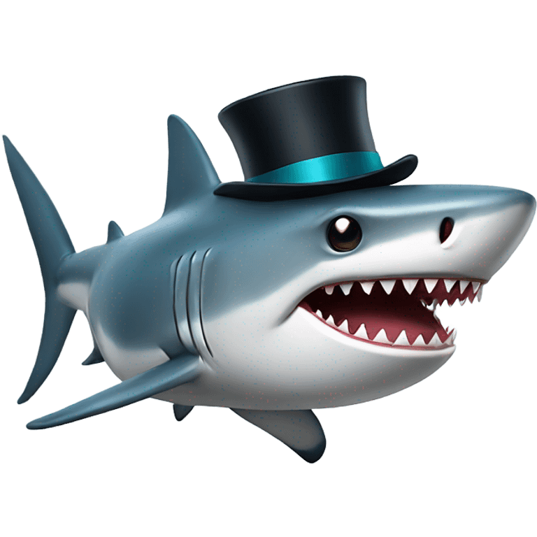 Shark with a top hat emoji