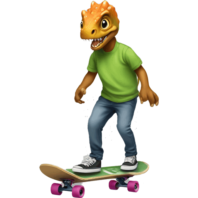 dinosauro su uno skateboard  emoji