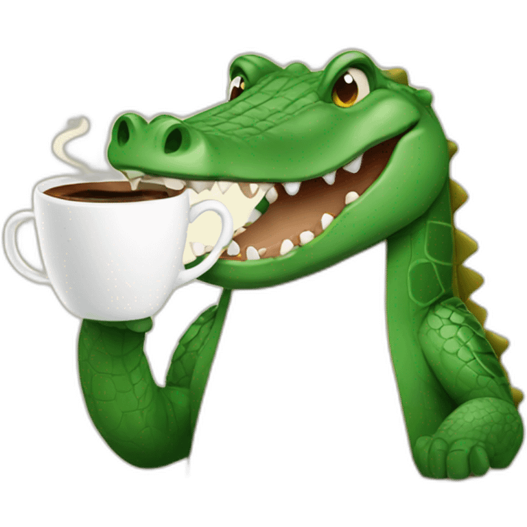 crocodile with coffee emoji