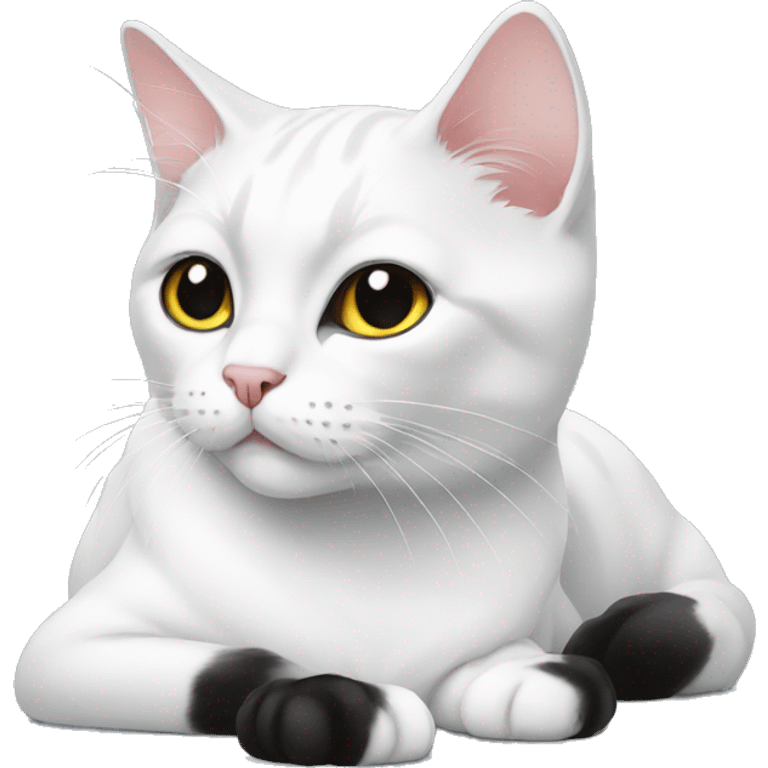 White cat with black patches emoji