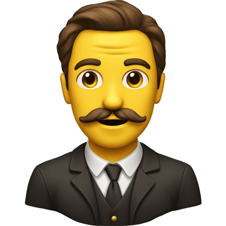 yellow man with chiselled jaw and brown slicked hair, big moustache emoji