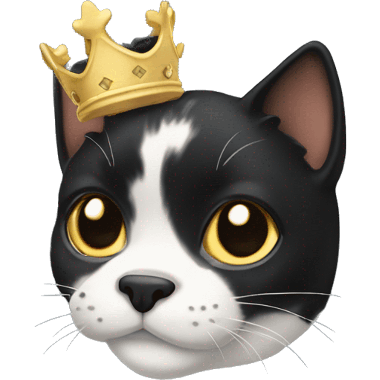 mainly black calico with crown emoji