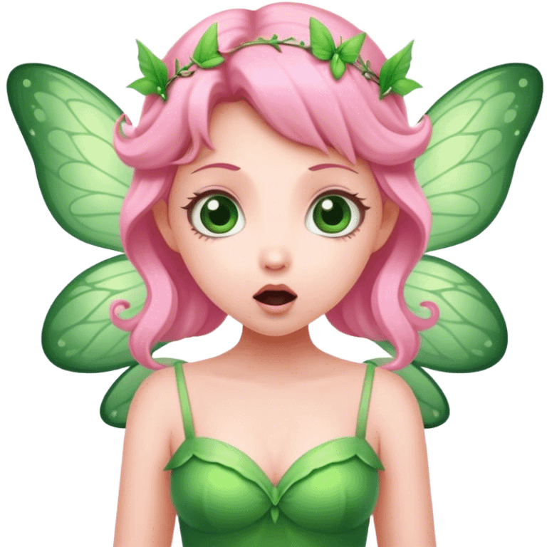 pink fairy in green dress surprise emoji