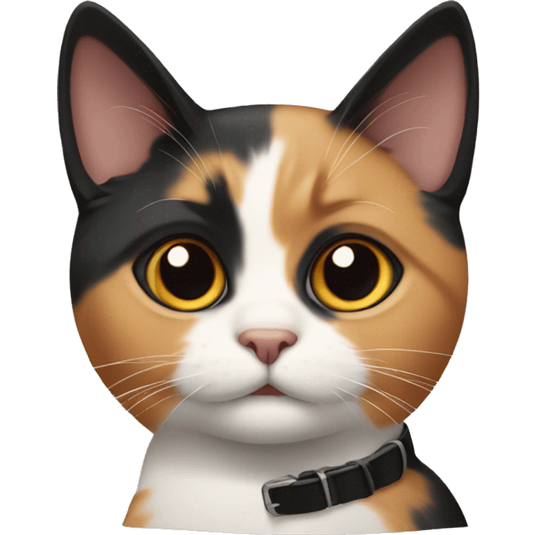 Calico cat with black collar  emoji